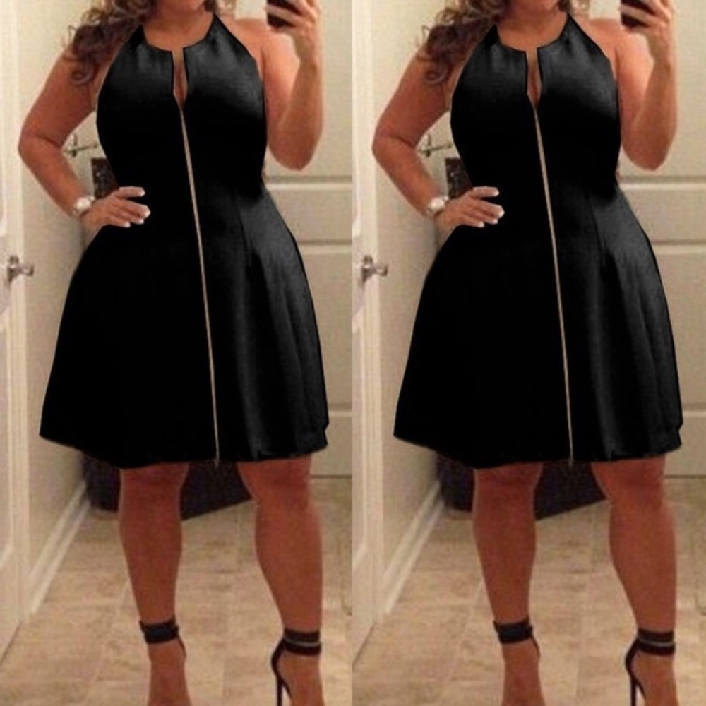 ❤️Elegant sleeveless zipper down tunic loose dress